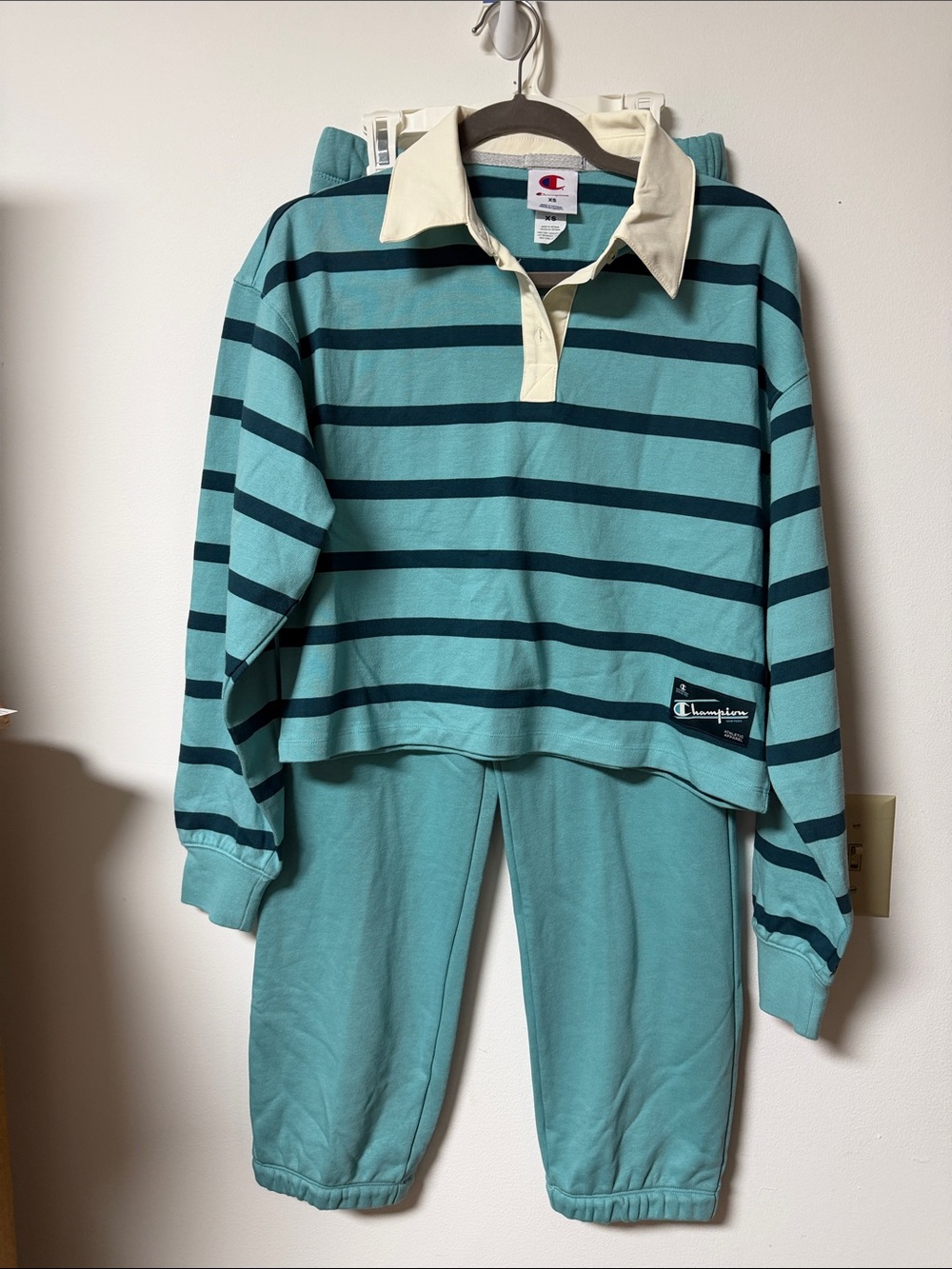 Champion rugby shirt with matching sweats size extra small women’s